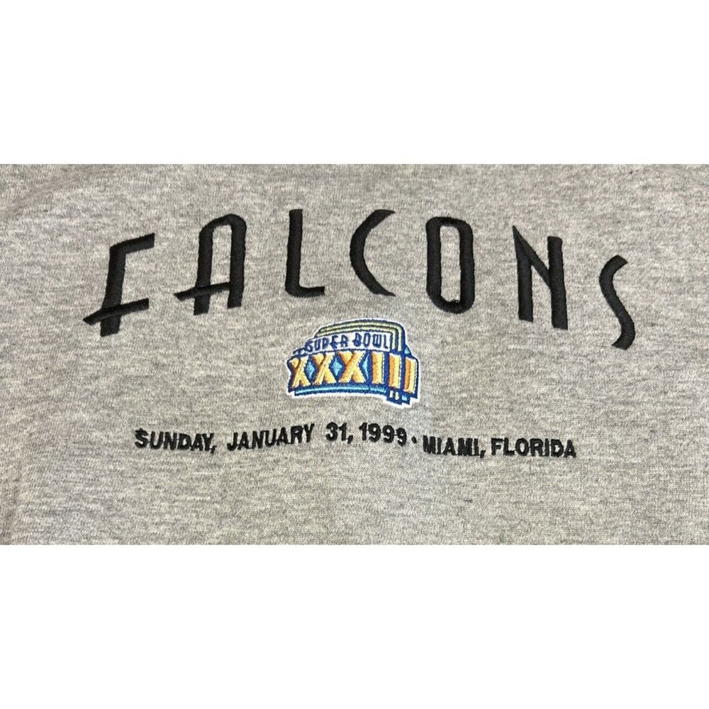 1999 Super Bowl XXXIII Gray‎ Sweatshirt Embroidered Football FALCONS Atlanta 2XL